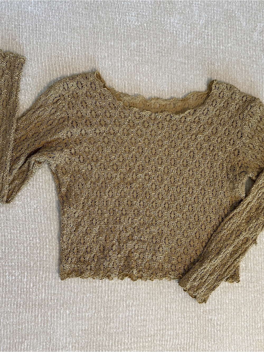nap vintage crochet long sleeve crop top